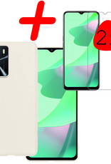 BASEY. Hoes Geschikt voor OPPO A16 Hoesje Siliconen Back Cover Case Met 2x Screenprotector - Hoesje Geschikt voor OPPO A16 Hoes Cover Hoesje - Wit