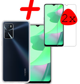 BASEY. OPPO A16 Hoesje Siliconen Met 2x Screenprotector - Transparant