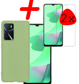BASEY. BASEY. OPPO A16 Hoesje Siliconen Met 2x Screenprotector - Groen