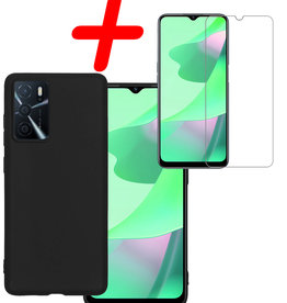 BASEY. BASEY. OPPO A16 Hoesje Siliconen Met Screenprotector - Zwart