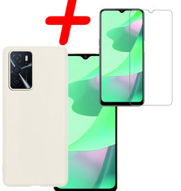 BASEY. BASEY. OPPO A16 Hoesje Siliconen Met Screenprotector - Wit