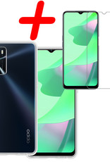 BASEY. Hoes Geschikt voor OPPO A16 Hoesje Siliconen Back Cover Case Met Screenprotector - Hoesje Geschikt voor OPPO A16 Hoes Cover Hoesje - Transparant