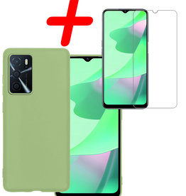BASEY. BASEY. OPPO A16 Hoesje Siliconen Met Screenprotector - Groen