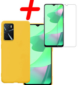 BASEY. BASEY. OPPO A16 Hoesje Siliconen Met Screenprotector - Geel