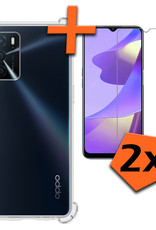 Nomfy Hoesje Geschikt voor OPPO A16 Hoesje Shock Proof Cover Case Shockproof Met 2x Screenprotector - Hoes Geschikt voor OPPO A16 Hoes Siliconen Back Case - Transparant