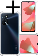 NoXx Hoes Geschikt voor OPPO A16 Hoesje Siliconen Cover Shock Proof Back Case Shockproof Hoes Met Screenprotector - Transparant