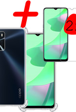 BASEY. Hoes Geschikt voor OPPO A16 Hoesje Shock Proof Case Hoes Siliconen Met 2x Screenprotector - Hoesje Geschikt voor OPPO A16 Hoes Cover Shockproof - Transparant