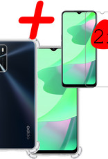 OPPO A16 Hoesje Shock Proof Met 2x Screenprotector Tempered Glass - OPPO A16 Screen Protector Beschermglas Hoes Shockproof - Transparant