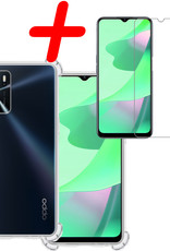 BASEY. Hoes Geschikt voor OPPO A16 Hoesje Shock Proof Case Hoes Siliconen Met Screenprotector - Hoesje Geschikt voor OPPO A16 Hoes Cover Shockproof - Transparant