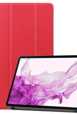Nomfy Hoes Geschikt voor Samsung Galaxy Tab S8 Hoes Tri-fold Tablet Hoesje Case - Hoesje Geschikt voor Samsung Tab S8 Hoesje Hardcover Bookcase - Rood