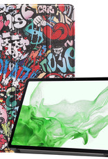 BASEY. Hoesje Geschikt voor Samsung Galaxy Tab S8 Hoes Case Tablet Hoesje Tri-fold - Hoes Geschikt voor Samsung Tab S8 Hoesje Hard Cover Bookcase Hoes - Graffity