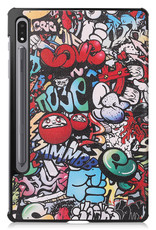 BASEY. Hoesje Geschikt voor Samsung Galaxy Tab S8 Hoes Case Tablet Hoesje Tri-fold - Hoes Geschikt voor Samsung Tab S8 Hoesje Hard Cover Bookcase Hoes - Graffity