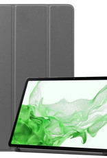 BASEY. Hoesje Geschikt voor Samsung Galaxy Tab S8 Hoes Case Tablet Hoesje Tri-fold - Hoes Geschikt voor Samsung Tab S8 Hoesje Hard Cover Bookcase Hoes - Grijs