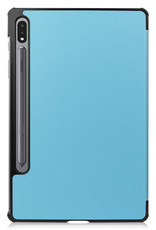 Nomfy Hoes Geschikt voor Samsung Galaxy Tab S8 Hoes Tri-fold Tablet Hoesje Case - Hoesje Geschikt voor Samsung Tab S8 Hoesje Hardcover Bookcase - Lichtblauw