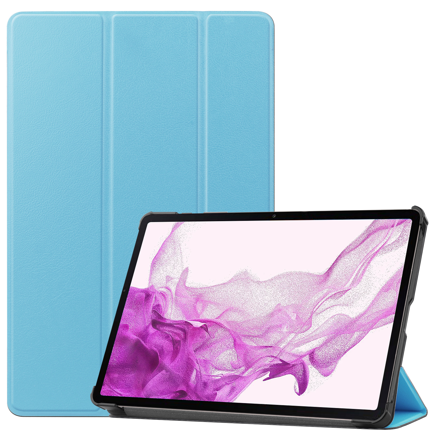 Nomfy Hoes Geschikt voor Samsung Galaxy Tab S8 Hoes Tri-fold Tablet Hoesje Case - Hoesje Geschikt voor Samsung Tab S8 Hoesje Hardcover Bookcase - Lichtblauw