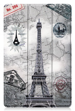 Nomfy Hoes Geschikt voor Samsung Galaxy Tab S8 Hoes Tri-fold Tablet Hoesje Case - Hoesje Geschikt voor Samsung Tab S8 Hoesje Hardcover Bookcase - Eiffeltoren