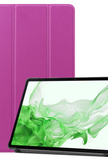 BASEY. Hoesje Geschikt voor Samsung Galaxy Tab S8 Hoes Case Tablet Hoesje Tri-fold - Hoes Geschikt voor Samsung Tab S8 Hoesje Hard Cover Bookcase Hoes - Paars