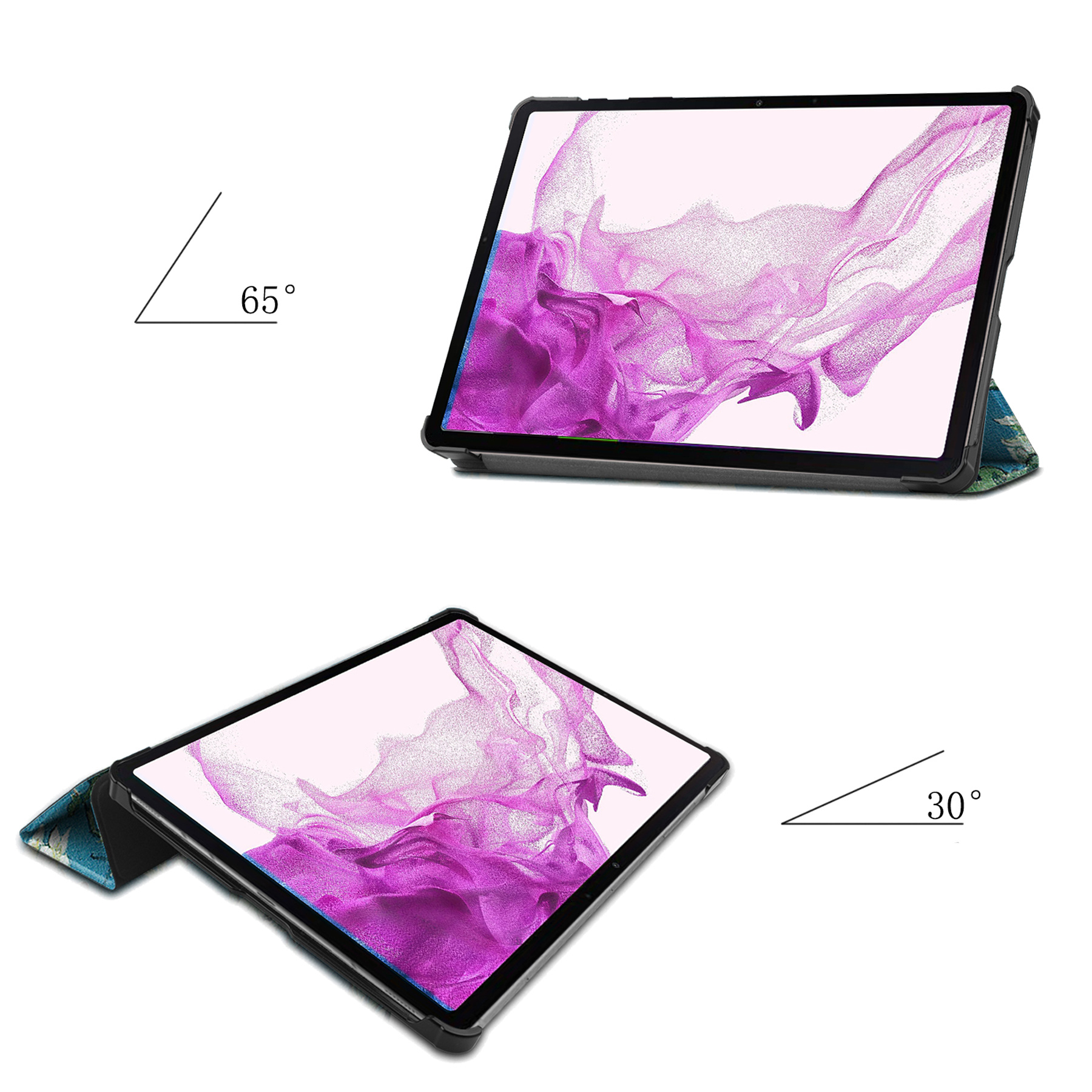 Nomfy Hoes Geschikt voor Samsung Galaxy Tab S8 Hoes Tri-fold Tablet Hoesje Case - Hoesje Geschikt voor Samsung Tab S8 Hoesje Hardcover Bookcase - Bloesem