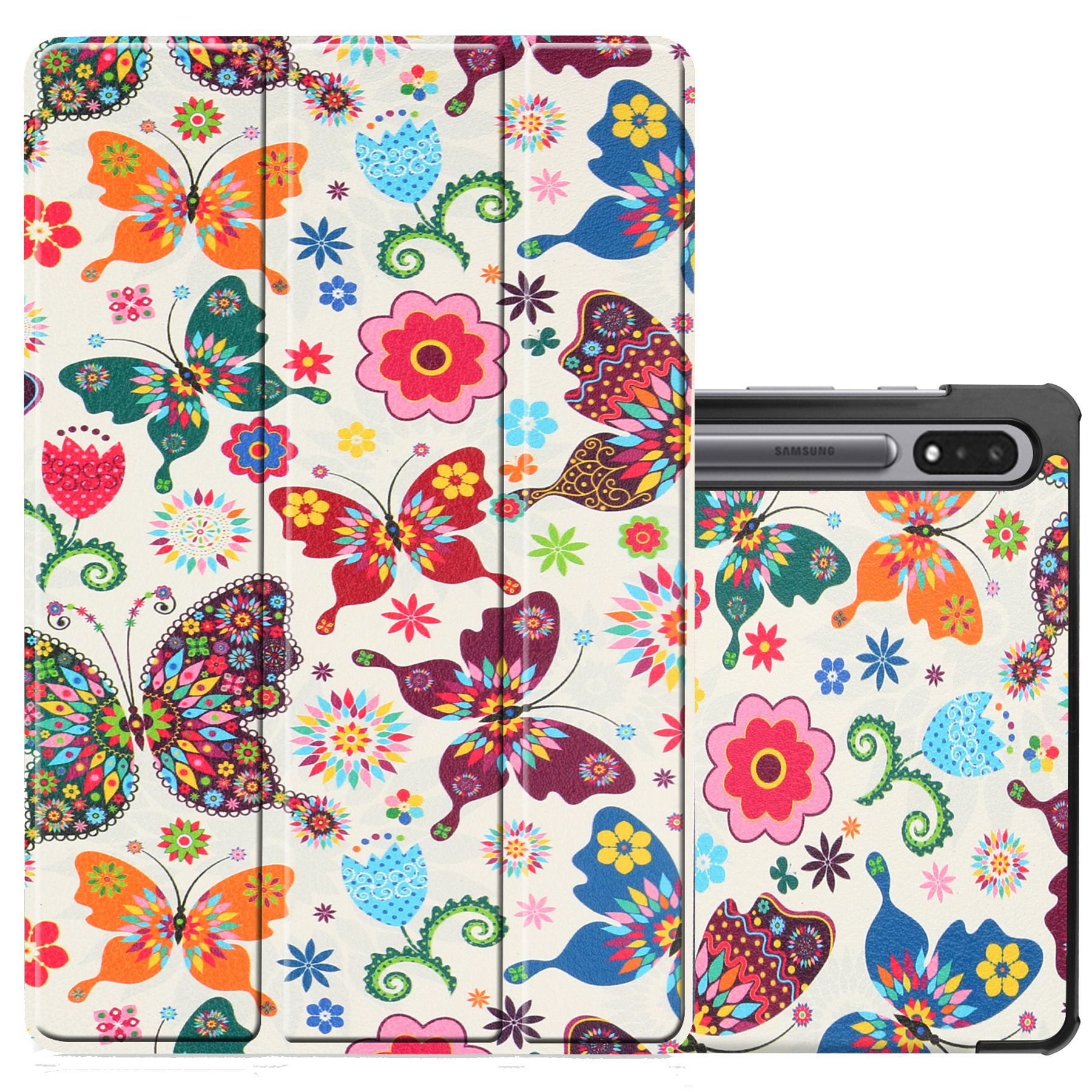 NoXx Hoesje Geschikt voor Samsung Galaxy Tab S8 Hoesje Case Hard Cover Hoes Book Case - Vlinders