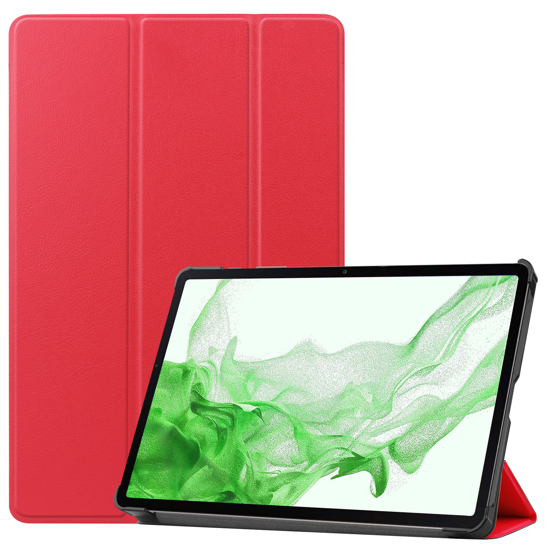 BASEY. Hoesje Geschikt voor Samsung Galaxy Tab S8 Hoes Case Tablet Hoesje Tri-fold - Hoes Geschikt voor Samsung Tab S8 Hoesje Hard Cover Bookcase Hoes - Rood