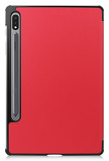 BASEY. Hoesje Geschikt voor Samsung Galaxy Tab S8 Hoes Case Tablet Hoesje Tri-fold - Hoes Geschikt voor Samsung Tab S8 Hoesje Hard Cover Bookcase Hoes - Rood