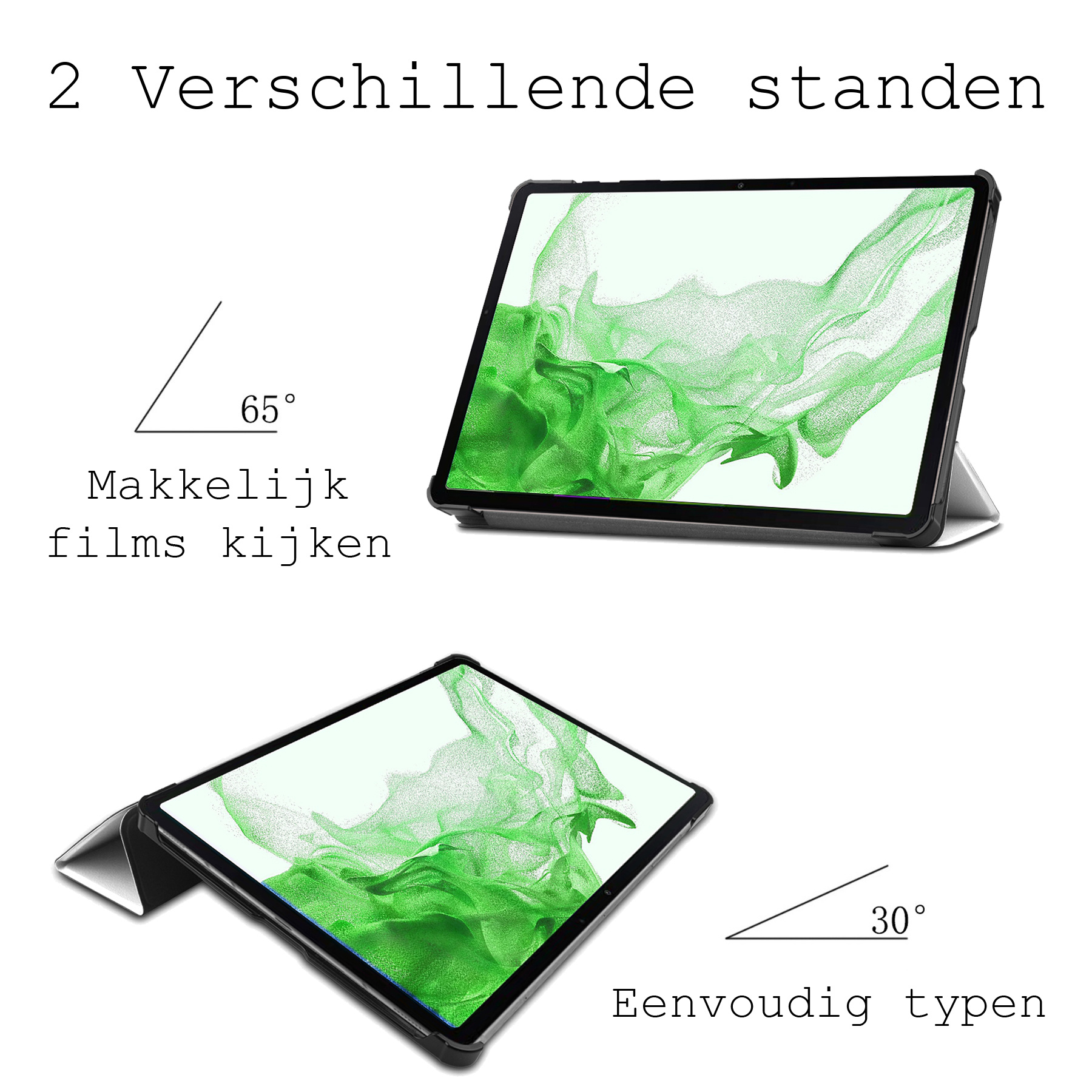 BASEY. Hoesje Geschikt voor Samsung Galaxy Tab S8 Hoes Case Tablet Hoesje Tri-fold - Hoes Geschikt voor Samsung Tab S8 Hoesje Hard Cover Bookcase Hoes - Vlinders