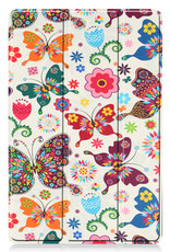 BASEY. Hoesje Geschikt voor Samsung Galaxy Tab S8 Hoes Case Tablet Hoesje Tri-fold - Hoes Geschikt voor Samsung Tab S8 Hoesje Hard Cover Bookcase Hoes - Vlinders