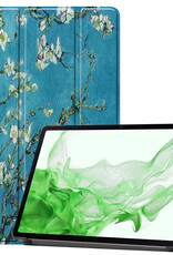 BASEY. Hoesje Geschikt voor Samsung Galaxy Tab S8 Plus Hoes Case Tablet Hoesje Tri-fold - Hoes Geschikt voor Samsung Tab S8 Plus Hoesje Hard Cover Bookcase Hoes - Bloesem