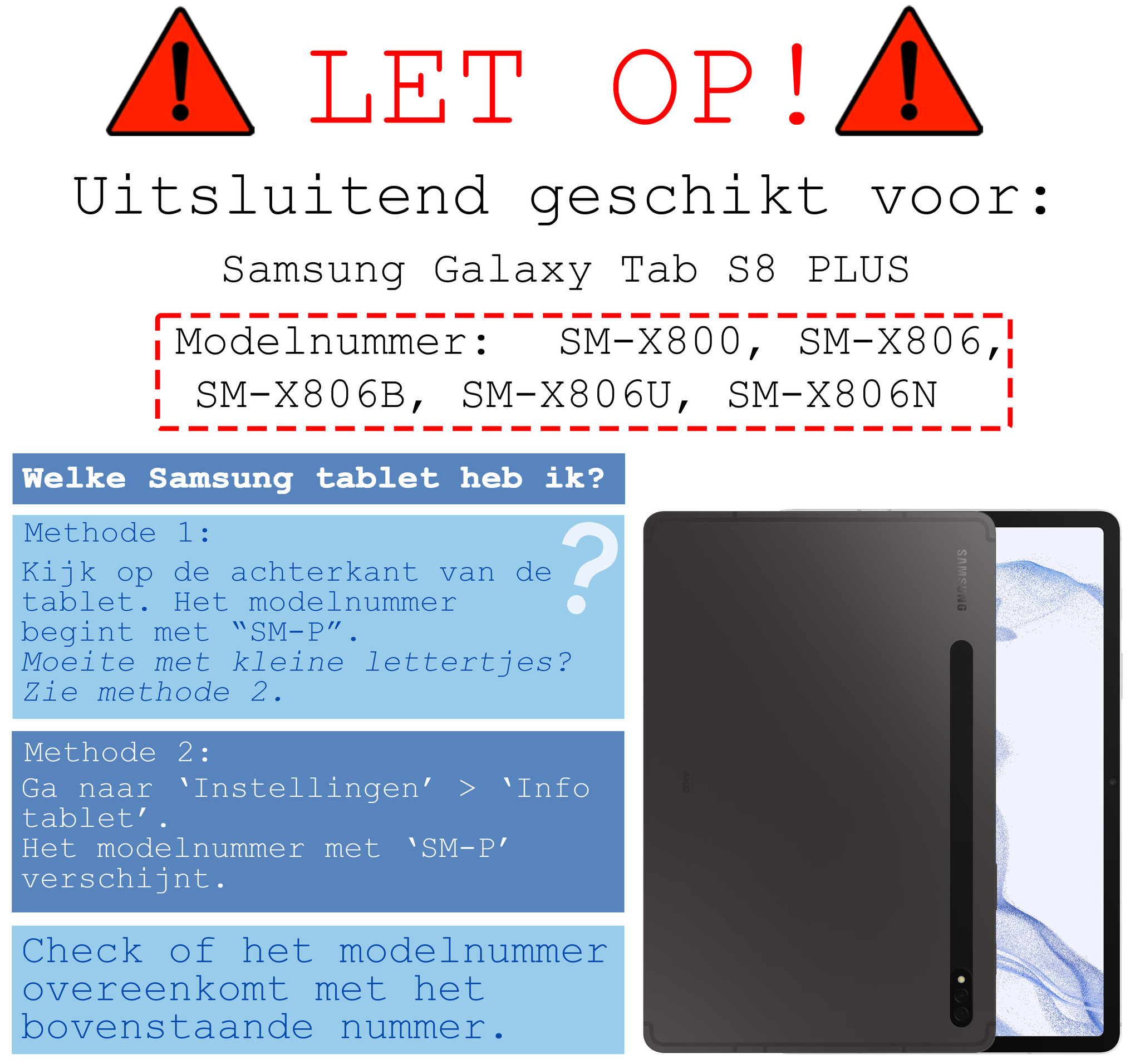 BASEY. Hoesje Geschikt voor Samsung Galaxy Tab S8 Plus Hoes Case Tablet Hoesje Tri-fold - Hoes Geschikt voor Samsung Tab S8 Plus Hoesje Hard Cover Bookcase Hoes - Donkerblauw