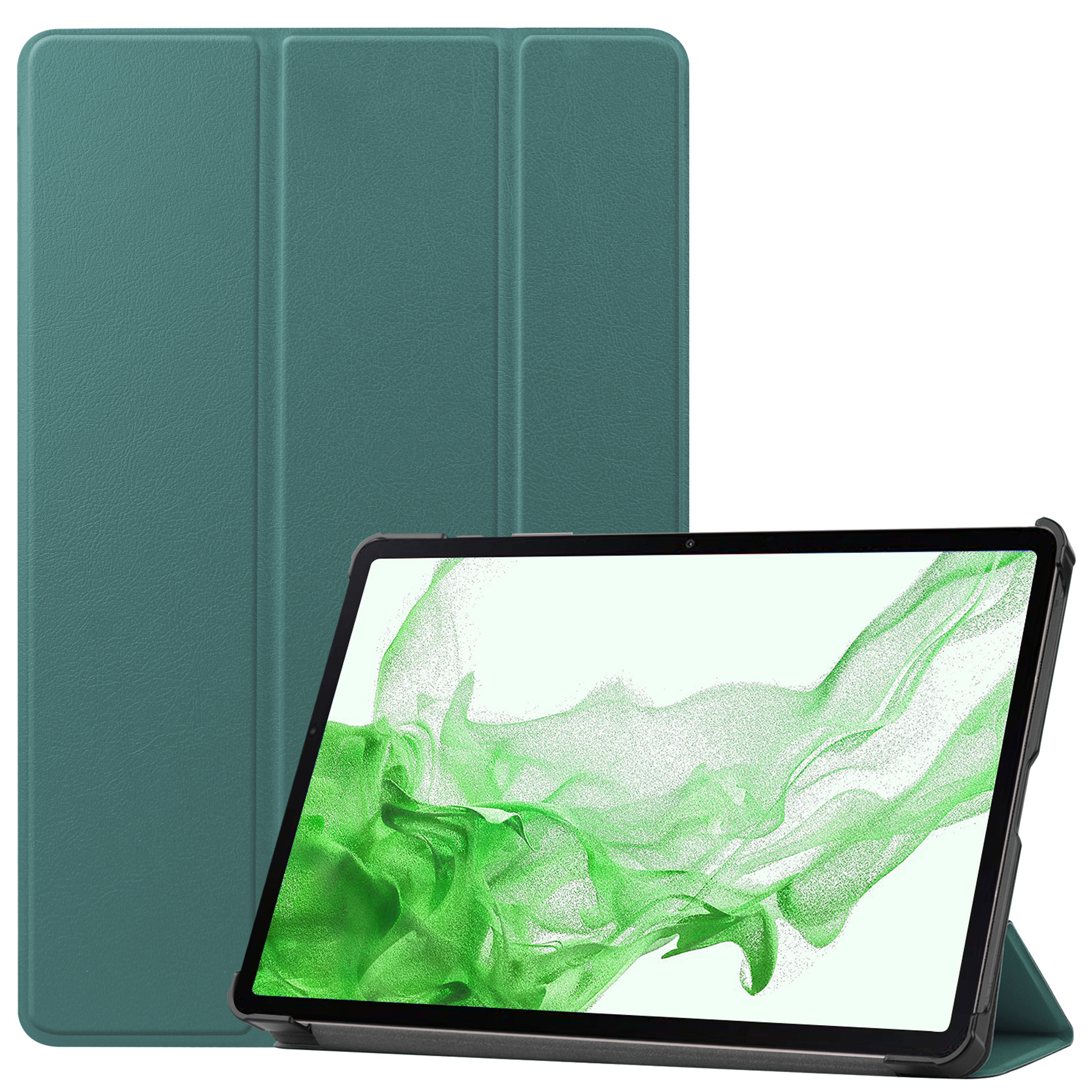 BASEY. Hoesje Geschikt voor Samsung Galaxy Tab S8 Plus Hoes Case Tablet Hoesje Tri-fold - Hoes Geschikt voor Samsung Tab S8 Plus Hoesje Hard Cover Bookcase Hoes - Donkergroen