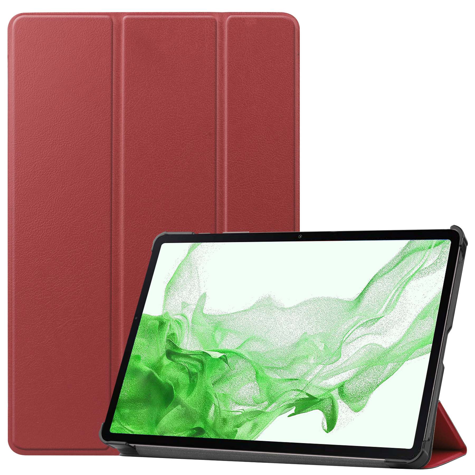 BASEY. Hoesje Geschikt voor Samsung Galaxy Tab S8 Plus Hoes Case Tablet Hoesje Tri-fold - Hoes Geschikt voor Samsung Tab S8 Plus Hoesje Hard Cover Bookcase Hoes - Donkerrood