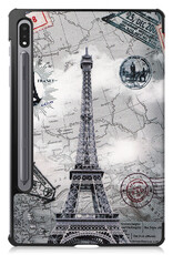BASEY. Hoesje Geschikt voor Samsung Galaxy Tab S8 Plus Hoes Case Tablet Hoesje Tri-fold - Hoes Geschikt voor Samsung Tab S8 Plus Hoesje Hard Cover Bookcase Hoes - Eiffeltoren