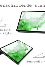 BASEY. Hoesje Geschikt voor Samsung Galaxy Tab S8 Hoes Case Tablet Hoesje Tri-fold Met Screenprotector - Hoes Geschikt voor Samsung Tab S8 Hoesje Hard Cover Bookcase Hoes - Donkerblauw