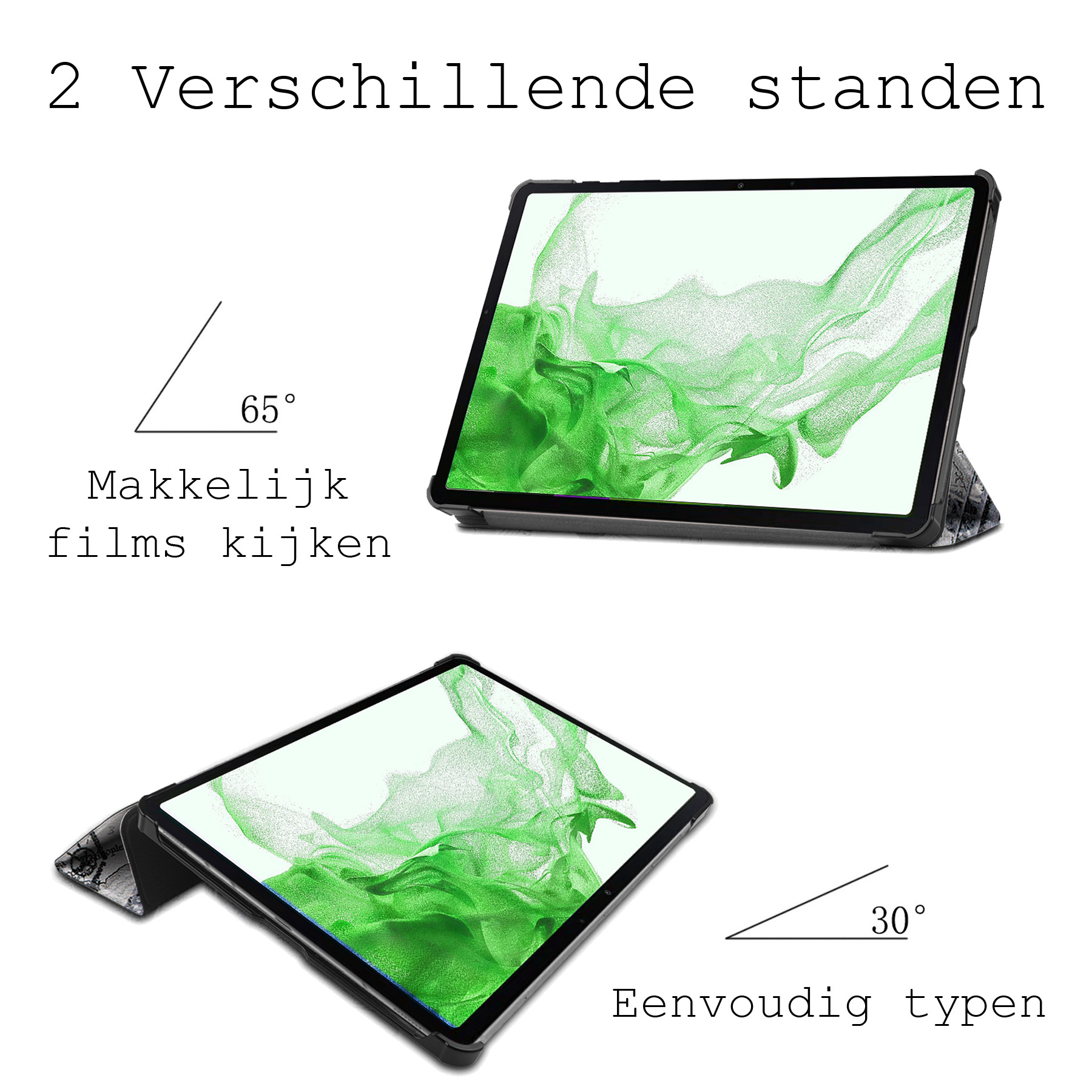 BASEY. Hoesje Geschikt voor Samsung Galaxy Tab S8 Hoes Case Tablet Hoesje Tri-fold Met Screenprotector - Hoes Geschikt voor Samsung Tab S8 Hoesje Hard Cover Bookcase Hoes - Eiffeltoren