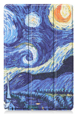 BASEY. Hoesje Geschikt voor Samsung Galaxy Tab S8 Hoes Case Tablet Hoesje Tri-fold Met Screenprotector - Hoes Geschikt voor Samsung Tab S8 Hoesje Hard Cover Bookcase Hoes - Sterrenhemel