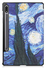 Samsung Galaxy Tab S8 Hoesje Case Hard Cover Met S Pen Uitsparing Hoes Book Case Sterrenhemel