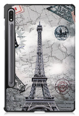 Samsung Galaxy Tab S8 Hoesje 11 inch Case Eiffeltoren - Samsung Galaxy Tab S8 Hoes Hardcover Hoesje Bookcase Met Uitsparing S Pen - Eiffeltoren