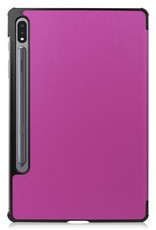 Samsung Galaxy Tab S8 Hoesje 11 inch Case Paars - Samsung Galaxy Tab S8 Hoes Hardcover Hoesje Bookcase Met Uitsparing S Pen - Paars