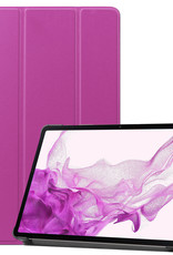 Nomfy Hoes Geschikt voor Samsung Galaxy Tab S8 Hoes Tri-fold Tablet Hoesje Case Met Screenprotector - Hoesje Geschikt voor Samsung Tab S8 Hoesje Hardcover Bookcase - Paars