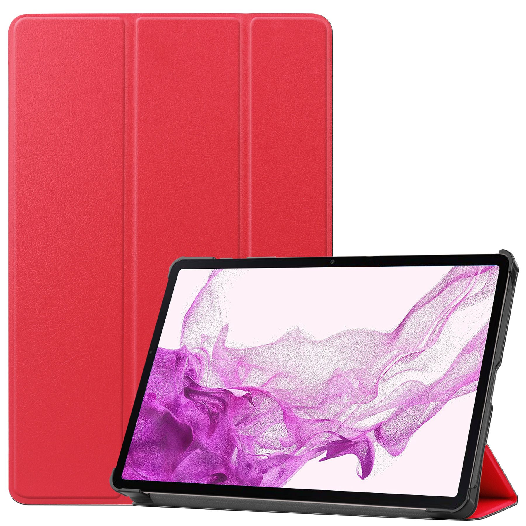 Nomfy Hoes Geschikt voor Samsung Galaxy Tab S8 Hoes Tri-fold Tablet Hoesje Case Met Screenprotector - Hoesje Geschikt voor Samsung Tab S8 Hoesje Hardcover Bookcase - Rood