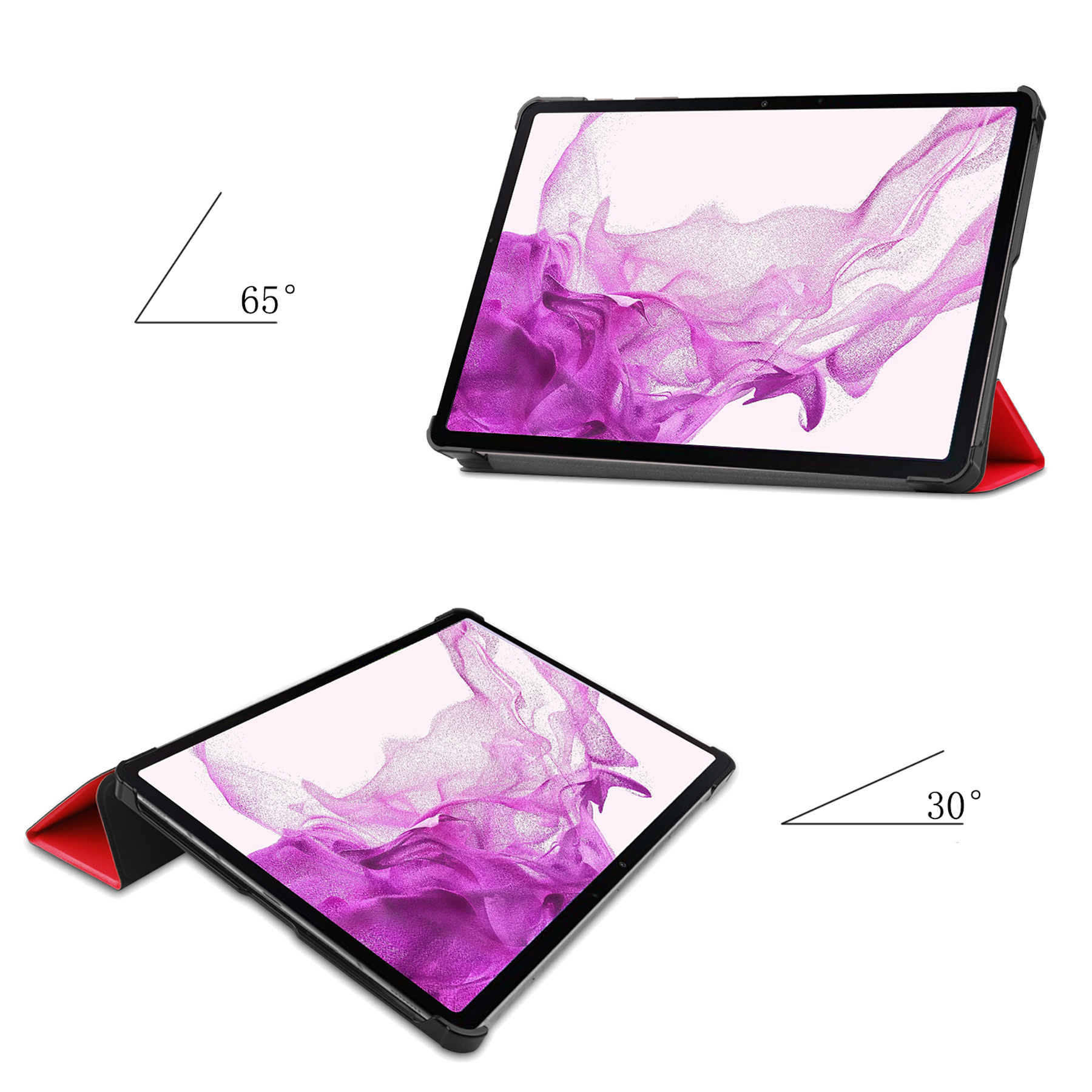 Nomfy Hoes Geschikt voor Samsung Galaxy Tab S8 Hoes Tri-fold Tablet Hoesje Case Met Screenprotector - Hoesje Geschikt voor Samsung Tab S8 Hoesje Hardcover Bookcase - Rood