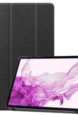 Nomfy Hoes Geschikt voor Samsung Galaxy Tab S8 Hoes Tri-fold Tablet Hoesje Case Met Screenprotector - Hoesje Geschikt voor Samsung Tab S8 Hoesje Hardcover Bookcase - Zwart