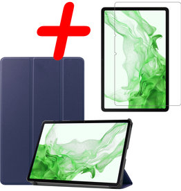 BASEY. BASEY. Samsung Galaxy Tab S8 Hoes Met Screenprotector - Donkerblauw