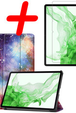 BASEY. Hoesje Geschikt voor Samsung Galaxy Tab S8 Hoes Case Tablet Hoesje Tri-fold Met Screenprotector - Hoes Geschikt voor Samsung Tab S8 Hoesje Hard Cover Bookcase Hoes - Galaxy