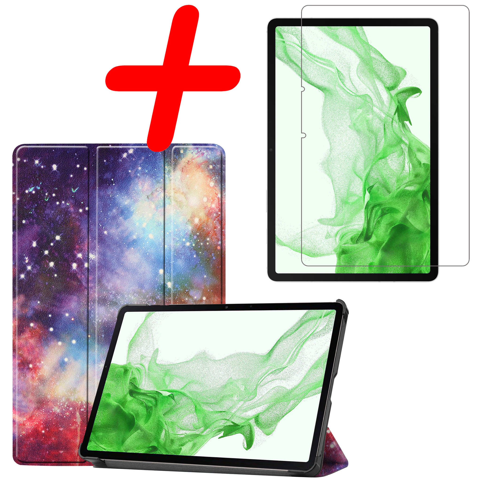 BASEY. Hoesje Geschikt voor Samsung Galaxy Tab S8 Hoes Case Tablet Hoesje Tri-fold Met Screenprotector - Hoes Geschikt voor Samsung Tab S8 Hoesje Hard Cover Bookcase Hoes - Galaxy