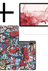 Samsung Galaxy Tab S8 Hoesje Case Hard Cover Met S Pen Uitsparing Hoes Book Case Graffity