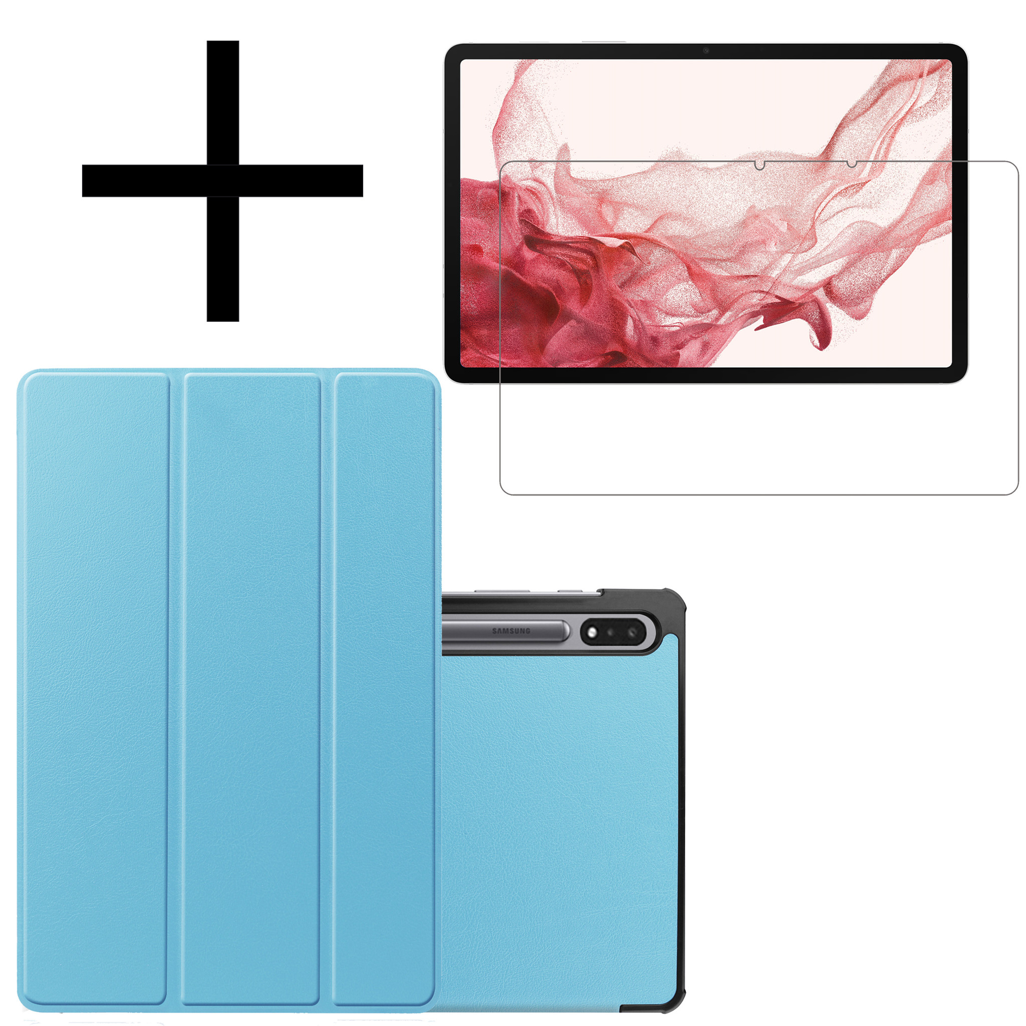 NoXx Hoesje Geschikt voor Samsung Galaxy Tab S8 Hoesje Case Hard Cover Hoes Book Case Met Screenprotector - Lichtblauw