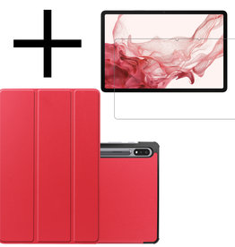 NoXx NoXx Samsung Galaxy Tab S8 Hoes Met Screenprotector - Rood