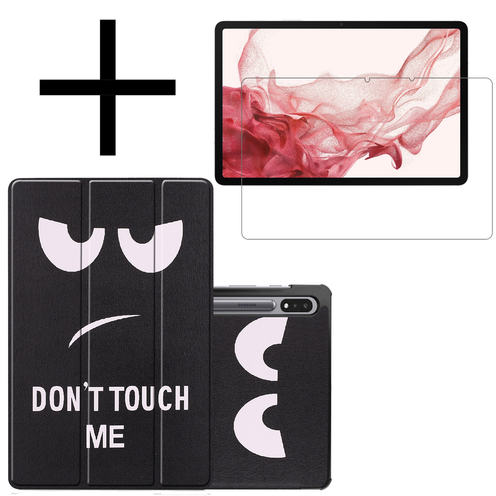 NoXx Hoesje Geschikt voor Samsung Galaxy Tab S8 Hoesje Case Hard Cover Hoes Book Case Met Screenprotector - Don't Touch Me