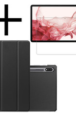 NoXx Hoesje Geschikt voor Samsung Galaxy Tab S8 Hoesje Case Hard Cover Hoes Book Case Met Screenprotector - Zwart